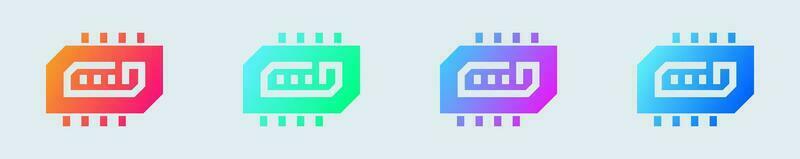 Ram solid icon in gradient colors. Random access memory signs vector illustration.