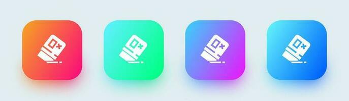 Eraser solid icon in square gradient colors. Wipe out signs vector illustration.
