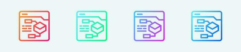 Algorithm line icon in gradient colors. Programming signs vector illustration.