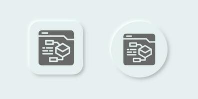 Algorithm solid icon in neomorphic design style. Programming signs vector illustration.