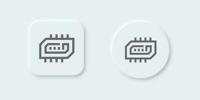 Ram line icon in neomorphic design style. Random access memory signs vector illustration.