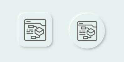 Algorithm line icon in neomorphic design style. Programming signs vector illustration.