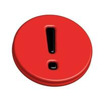 Icon warning red color 3D realistic vector