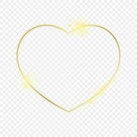 Gold glowing heart shape frame vector