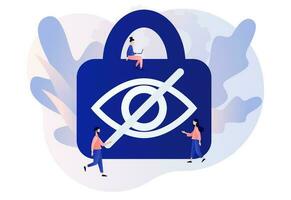 Sensitive content concept. Lock with crossed eye sign. Explicit content in social media, website, photos, pictures and video. Hide view. Modern flat cartoon style. Vector illustration