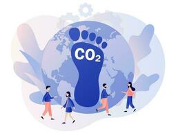 Carbon footprint pollution. Dangerous dioxide effect on planet ecosystem. Co2 emission environmental impact concept. Modern flat cartoon style. Vector illustration on white background