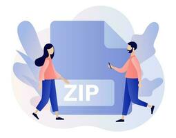 Zip file formats. Extension of electronic documents. File type. Modern flat cartoon style. Vector illustration on white background