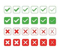 Green check mark and red cross icon set vector