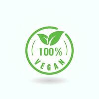 100 Percent Vegan Product Label Sign Vector