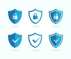 Security shields icon with check mark and padlocks vector