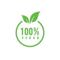 100 Percent vegan vector logo design template