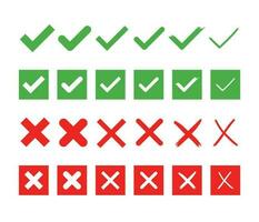 Check Mark Icon Set. Cancel and Check Mark Button Collection vector