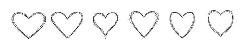 doodle love heart icon hand drawing sketch style vector