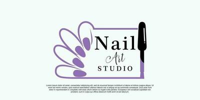 nail art beauty salon logo with creative concept premium vector
