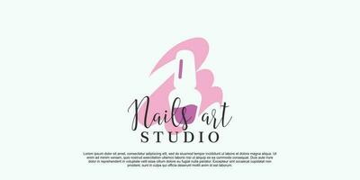 nail art beauty salon logo with creative concept premium vector