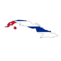 Cuba map silhouette with flag isolated on white background vector