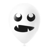 Halloween white balloon illustration with scary and funny face vector