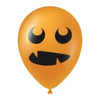 Halloween orange balloon illustration with scary and funny face vector