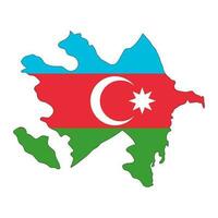 azerbaiyán mapa silueta con bandera aislado en blanco antecedentes vector