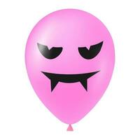 Halloween pink balloon illustration with scary and funny face vector