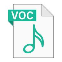 diseño plano moderno del icono de archivo voc para web vector