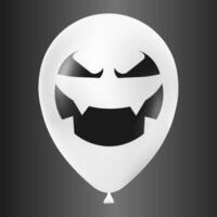 Halloween white balloon illustration with scary and funny face isolated on dark background vector