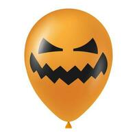 Halloween orange balloon illustration with scary and funny face vector