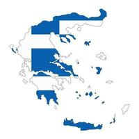 Greece map silhouette with flag isolated on white background vector