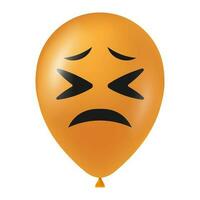 Halloween orange balloon illustration with scary and funny face vector