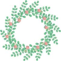 verde acuarela floral guirnalda marco con rosado flores Boda decoración antecedentes vector