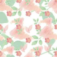 Watercolor flower background with green leaves vector