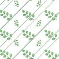 Watercolor green leaves and geometry simple  background vector