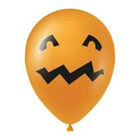 Halloween orange balloon illustration with scary and funny face vector