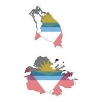 antigua y barbuda mapa silueta con bandera aislado en blanco antecedentes vector