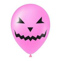 Halloween pink balloon illustration with scary and funny face vector