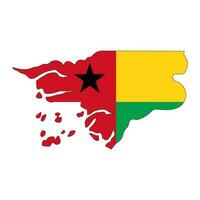 Guinea-Bissau map silhouette with flag isolated on white background vector