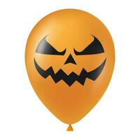 Halloween orange balloon illustration with scary and funny face vector