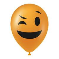 Halloween orange balloon illustration with scary and funny face vector