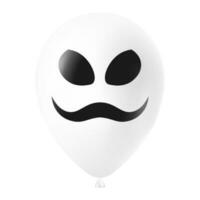 Halloween white balloon illustration with scary and funny face vector