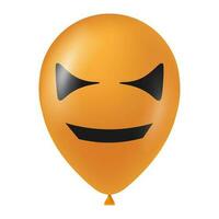 Halloween orange balloon illustration with scary and funny face vector