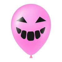 Halloween pink balloon illustration with scary and funny face vector