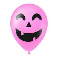 Halloween pink balloon illustration with scary and funny face vector