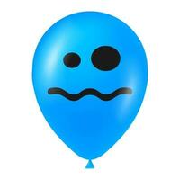 Halloween blue balloon illustration with scary and funny face vector