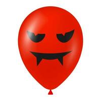 Halloween red balloon illustration with scary and funny face vector