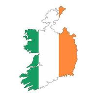 Irlanda mapa silueta con bandera aislado en blanco antecedentes vector