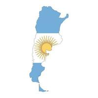 argentina mapa silueta con bandera aislado en blanco antecedentes vector