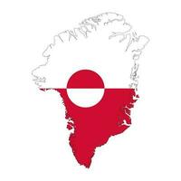 Greenland map silhouette with flag on isolated white background vector