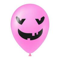 Halloween pink balloon illustration with scary and funny face vector