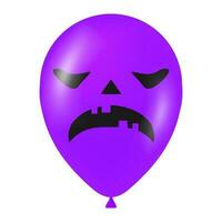 Halloween purple balloon illustration with scary and funny face vector