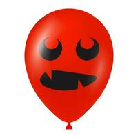 Halloween red balloon illustration with scary and funny face vector